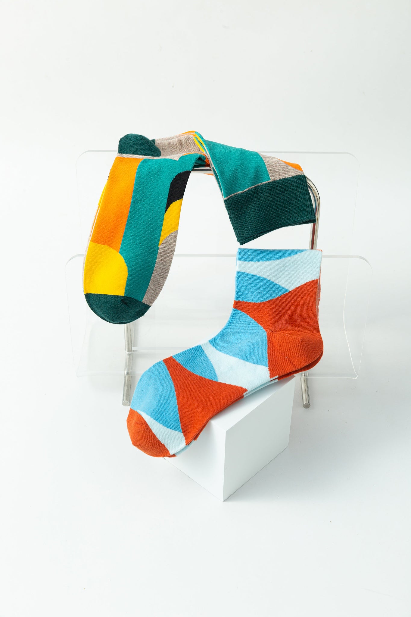 Minimalism Geometry Pattern Cotton Crew Socks