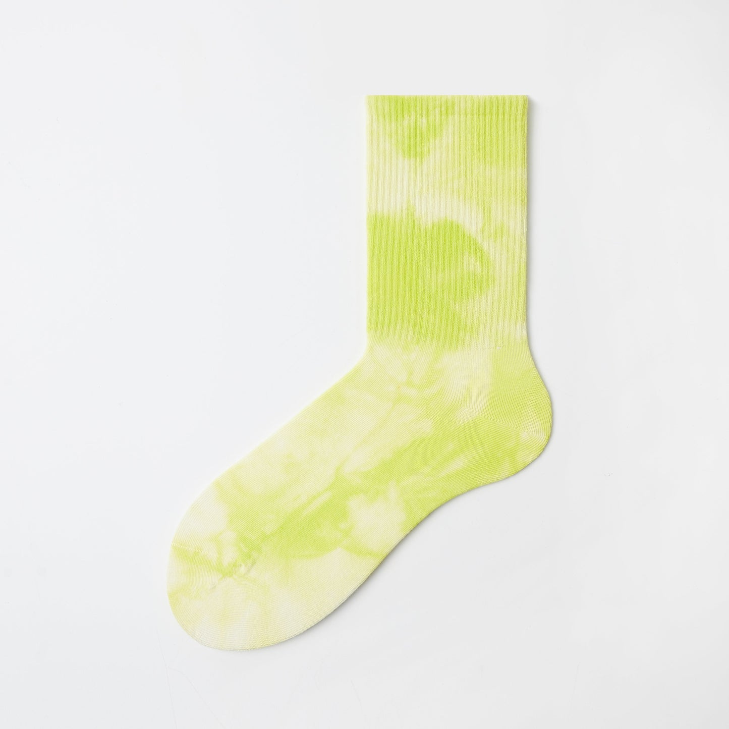 Highlight green tie-die cotton crew socks
