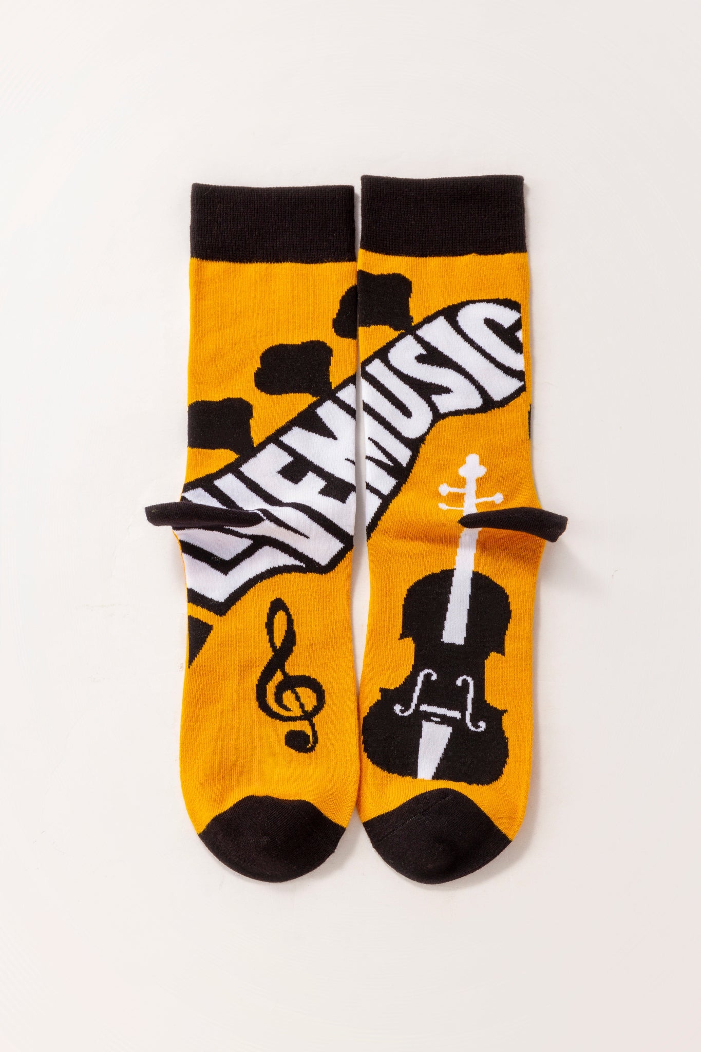 Yello Live Music notation guitar cotton crew socks