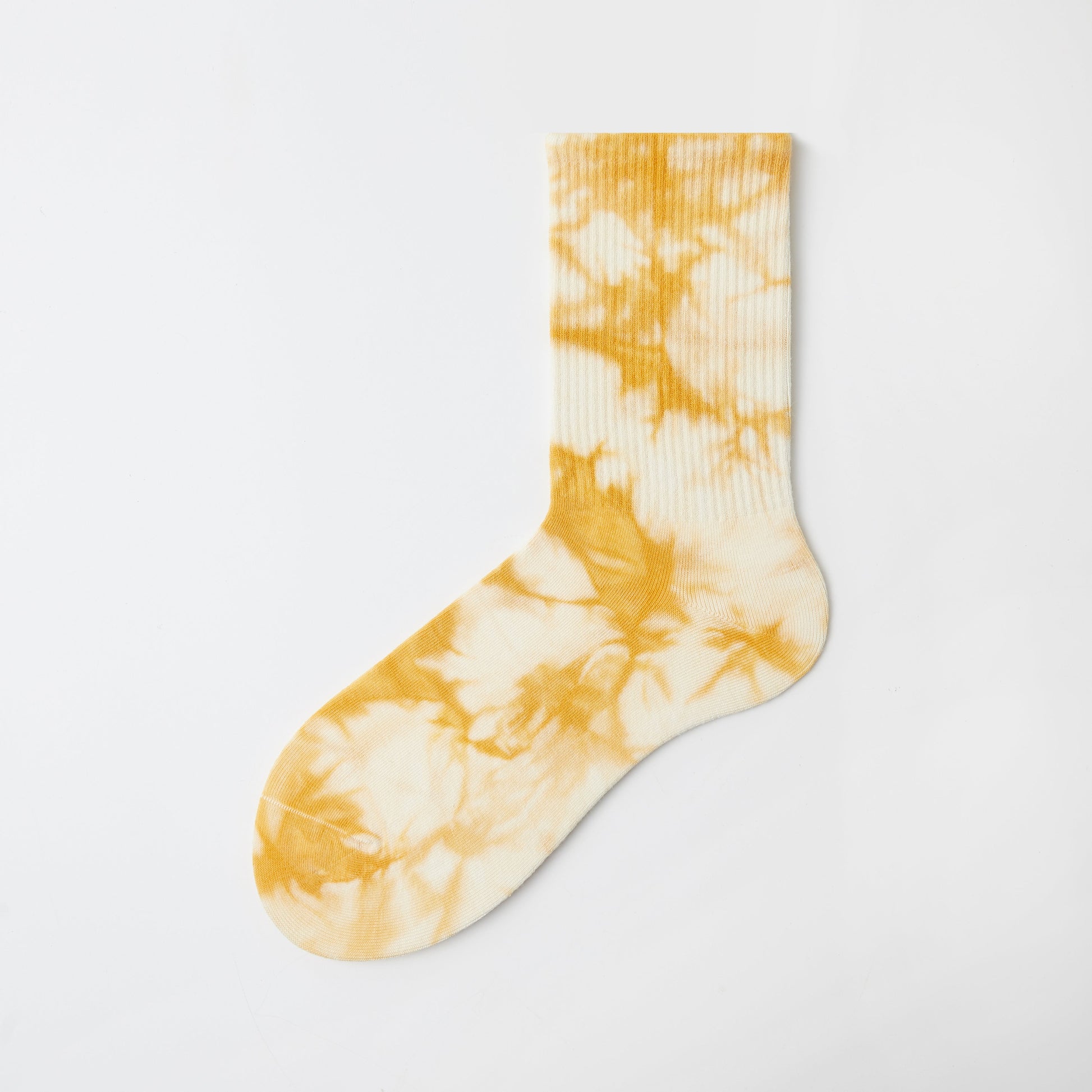 orange tie-dye cotton crew socks