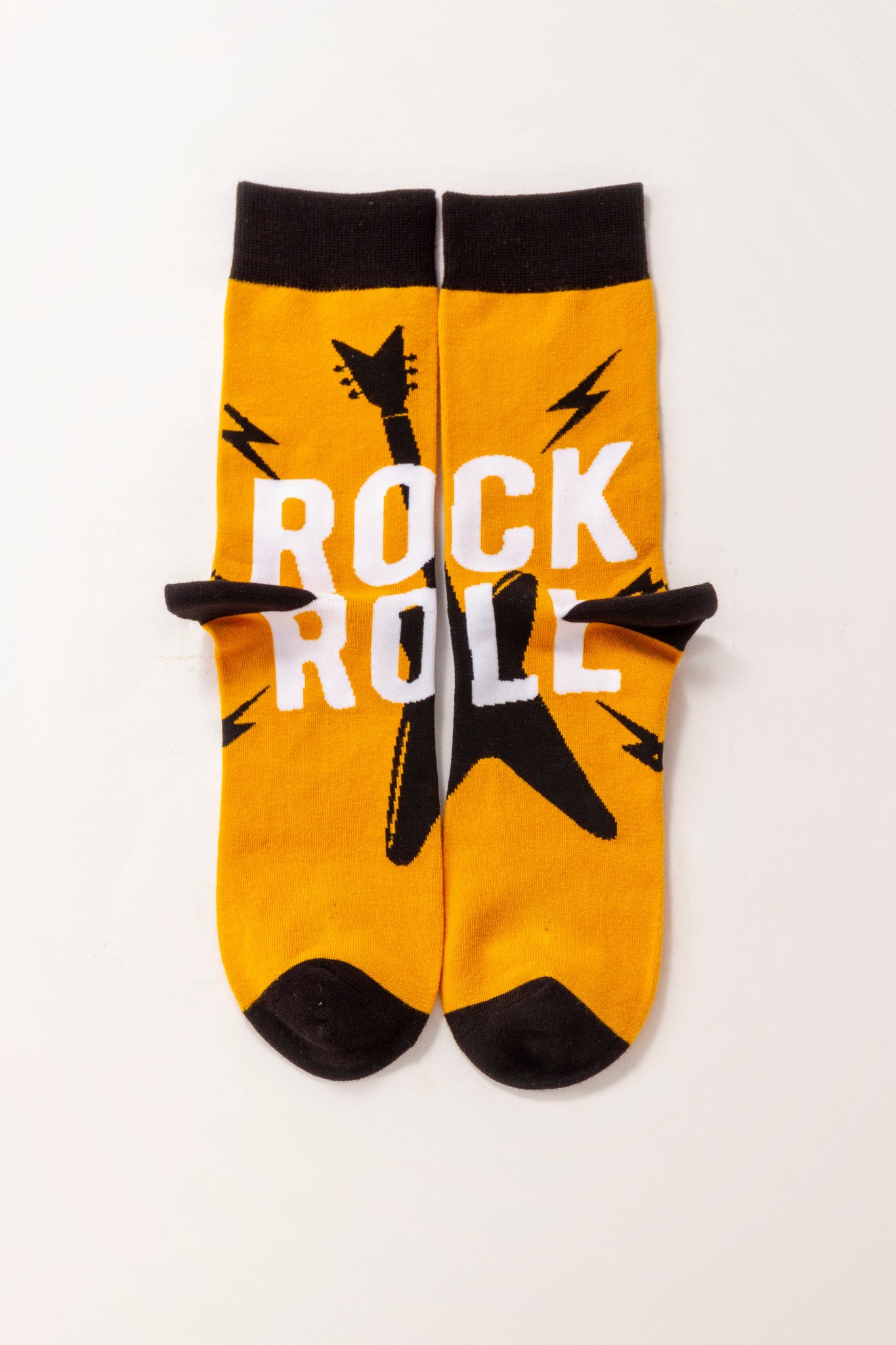 Yellow Rock and Roll Cotton Crew Socks