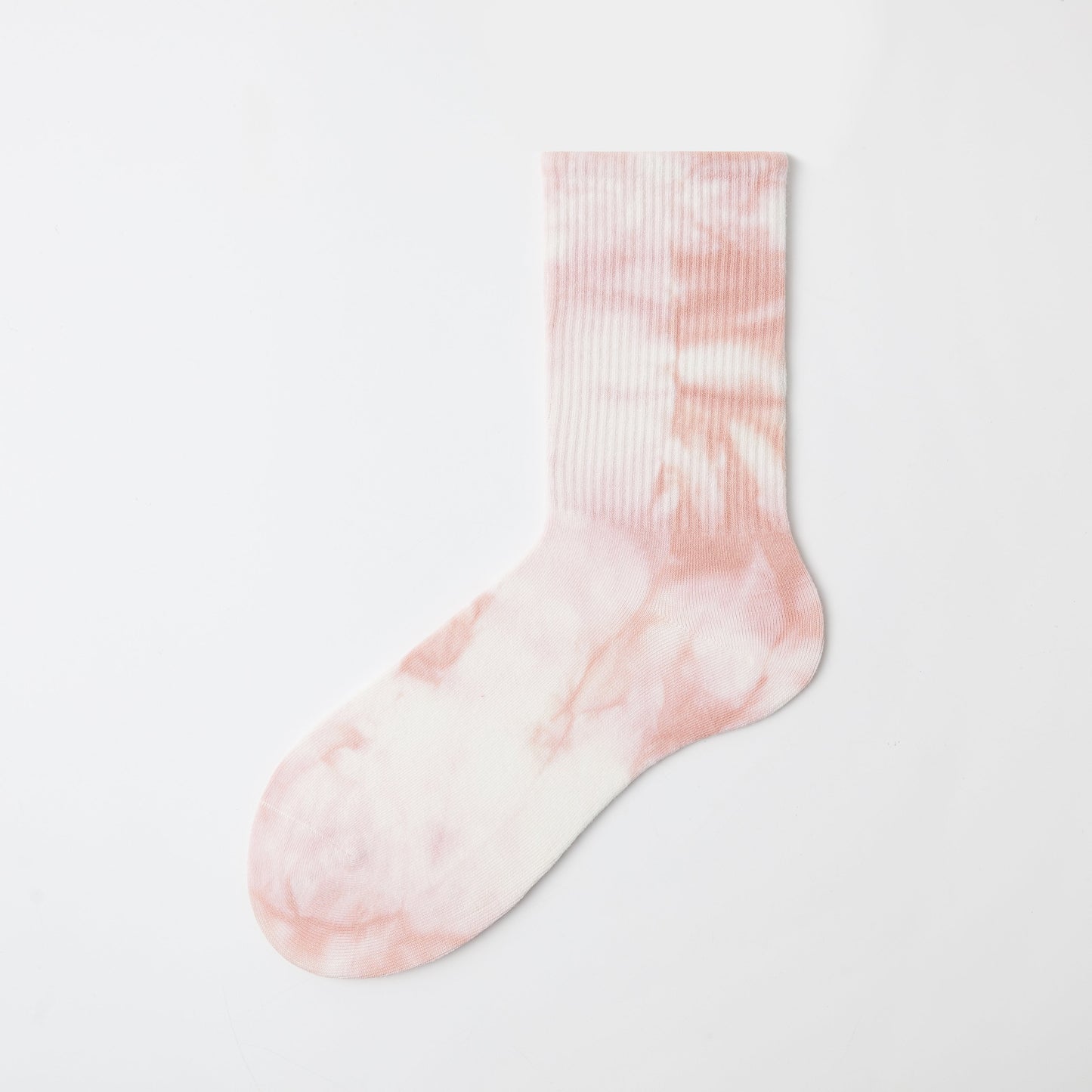 coral pink tie-dye cotton crew socks
