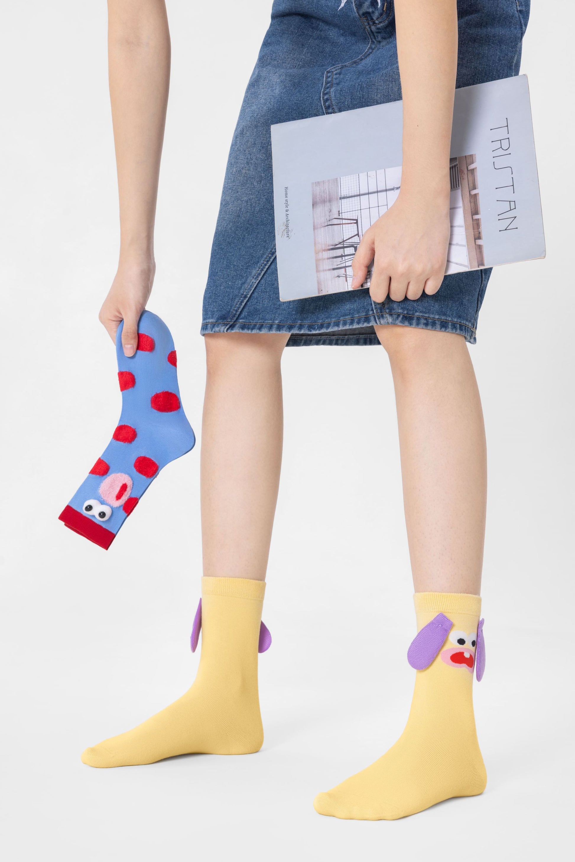 Colorful ChicToes comfy cotton socks, with playful cartoon faces and 3D details.