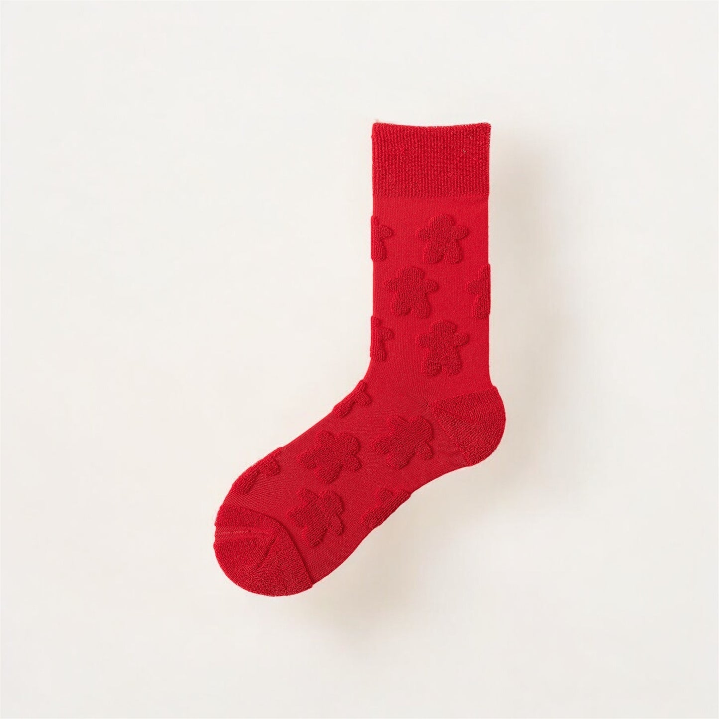 ChicToes Inside Out Cotton socks in red with gingerbread pattern