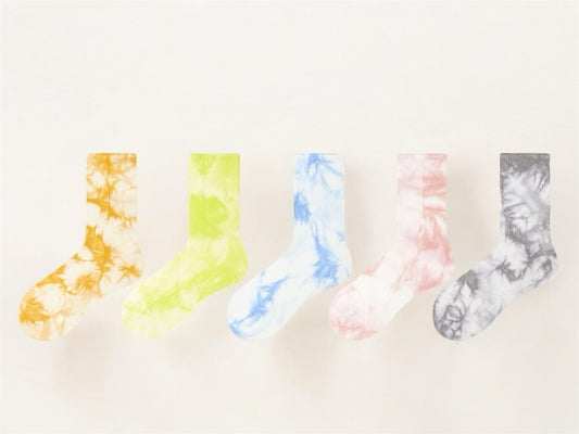 Multicolored tie-dye cotton crew socks